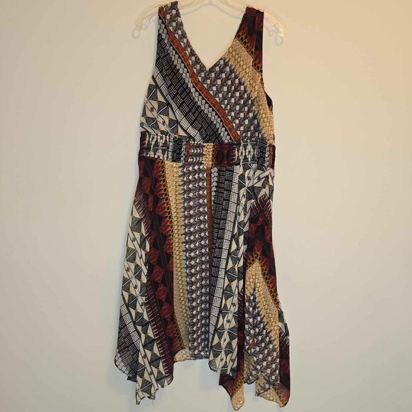 Dress Barn Shark Bite Hem Dress - Southwest Aztec Boho - Picture 3 of 11